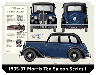 Morris 10 Saloon Series II 1935-37 Place Mat, Medium